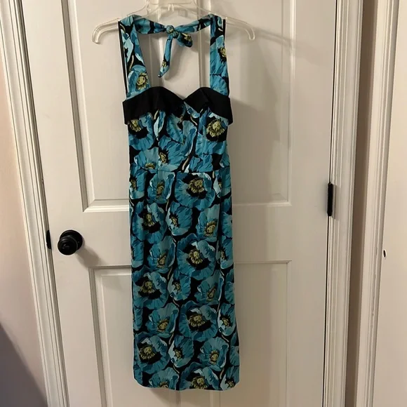 Bettie Page Dresses | Bettie Page By Tatyana Xs Blue And Black Poppy Halter Dress | Color: Black/Blue | Size: Xs | Gr8589's Closet